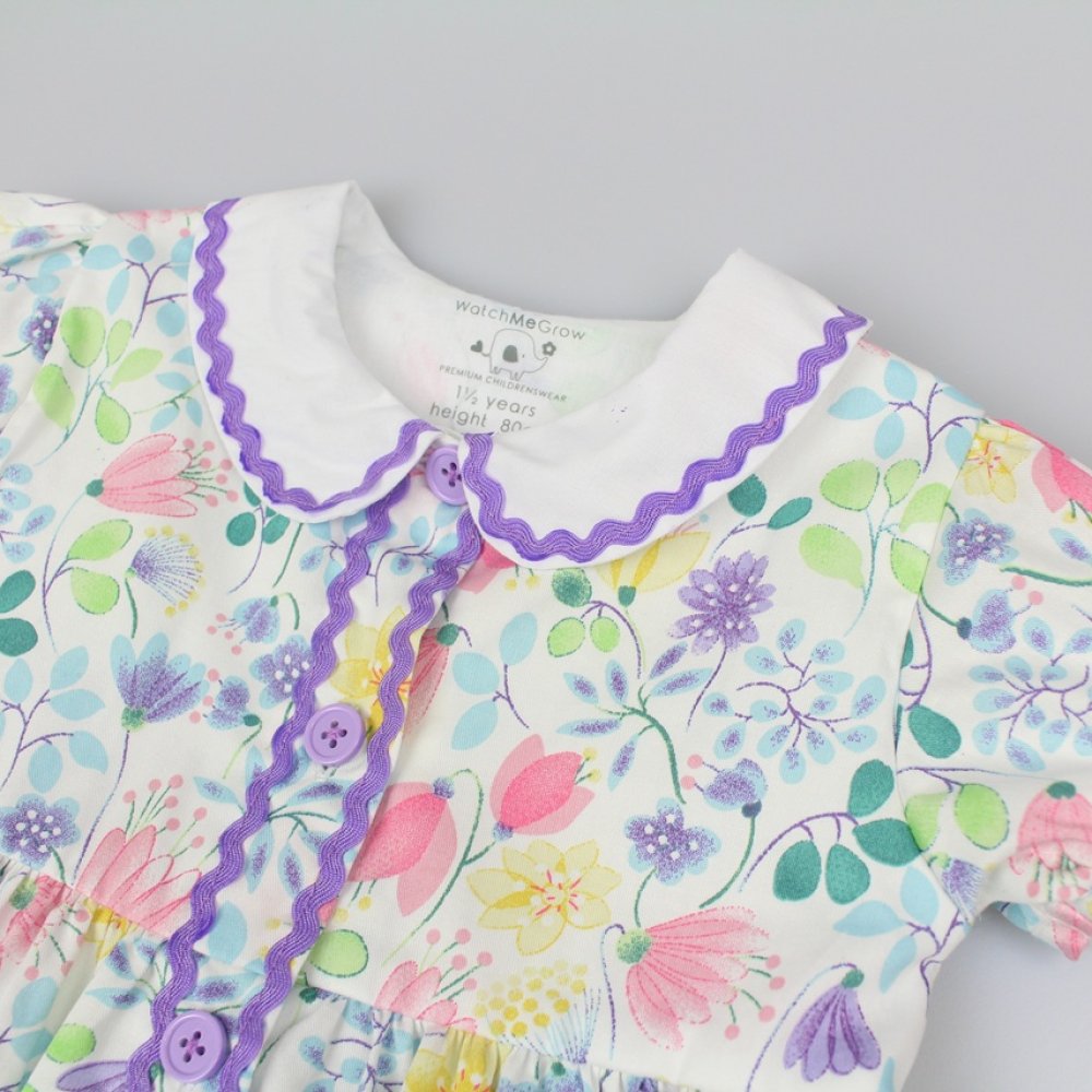 Baby Girls All Over Print Dress, Pant & Headband Set (M34308)