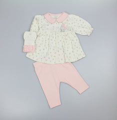 Baby Girls 3pc Waffle Tunic Legging Set - Floral Woodland (PK6) (0-9m) N14758