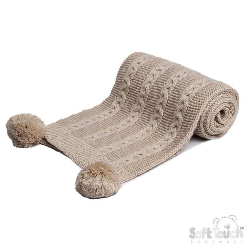 Infants Acrylic Recycled Cable Knit Wrap - Biscuit () (PK4) EABP800-BI