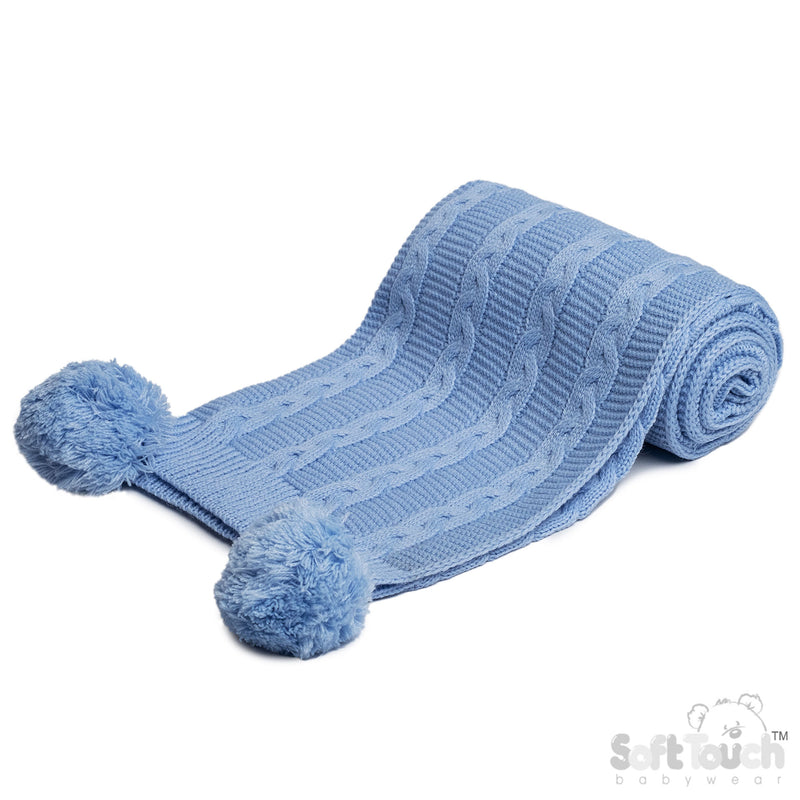 Infants Acrylic Recycled Cable Knit Wrap - Blue () (PK4) EABP800-B