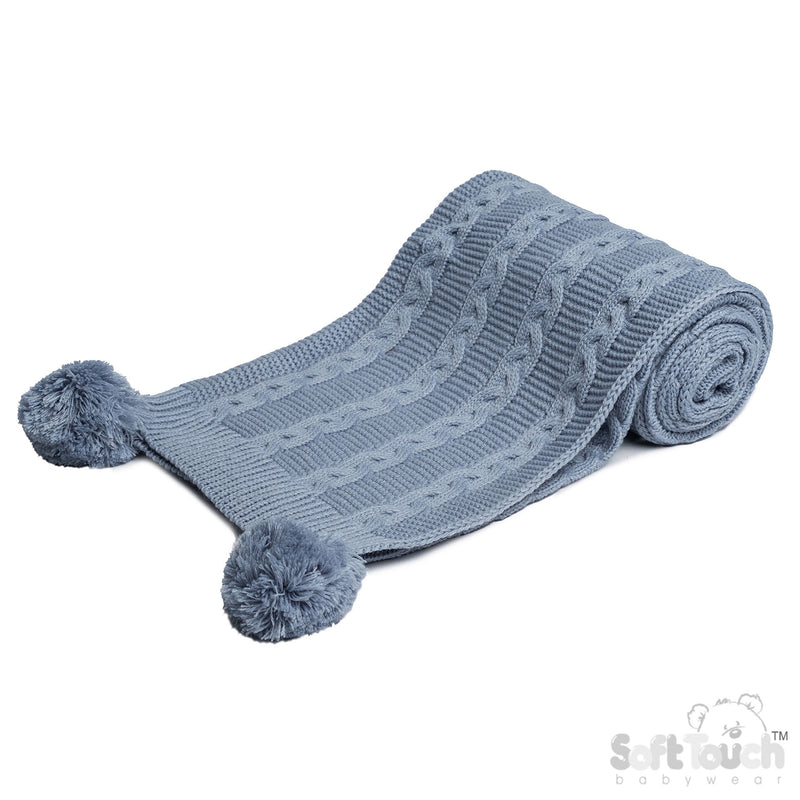 Infants Acrylic Recycled Cable Knit Wrap - Dusty Blue () (PK4) EABP800-DB