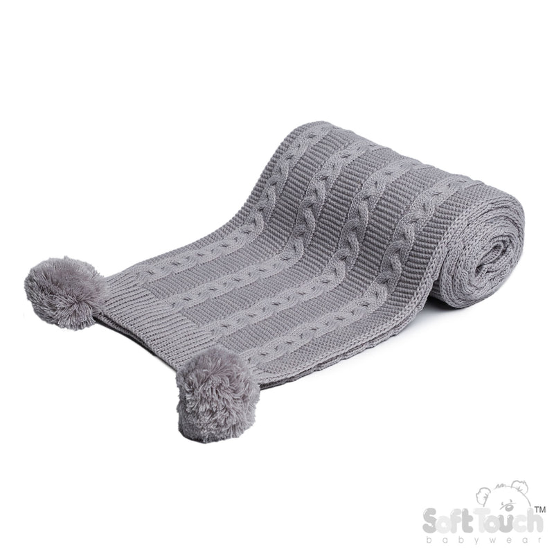 Infants Acrylic Recycled Cable Knit Wrap - Grey () (PK4) EABP800-G