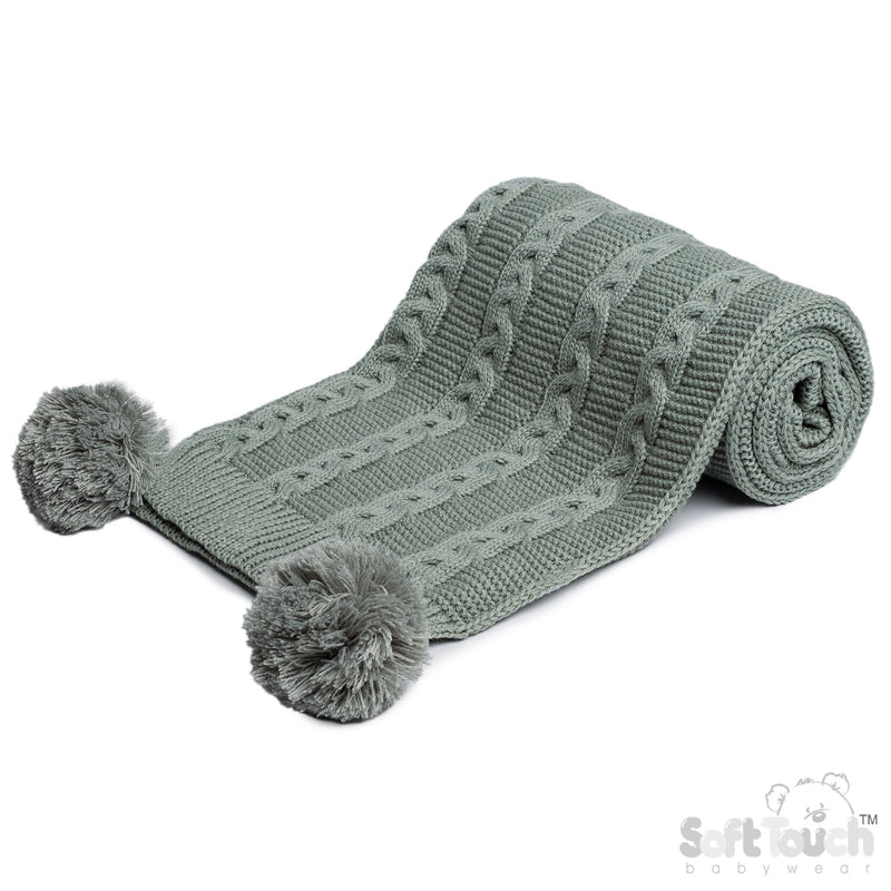 Infants Acrylic Recycled Cable Knit Wrap - Sage Green () (PK4) EABP800-SG
