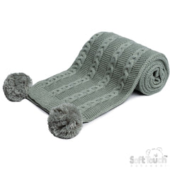 Infants Acrylic Recycled Cable Knit Wrap - Sage Green (70x100cm) (PK4) EABP800-SG