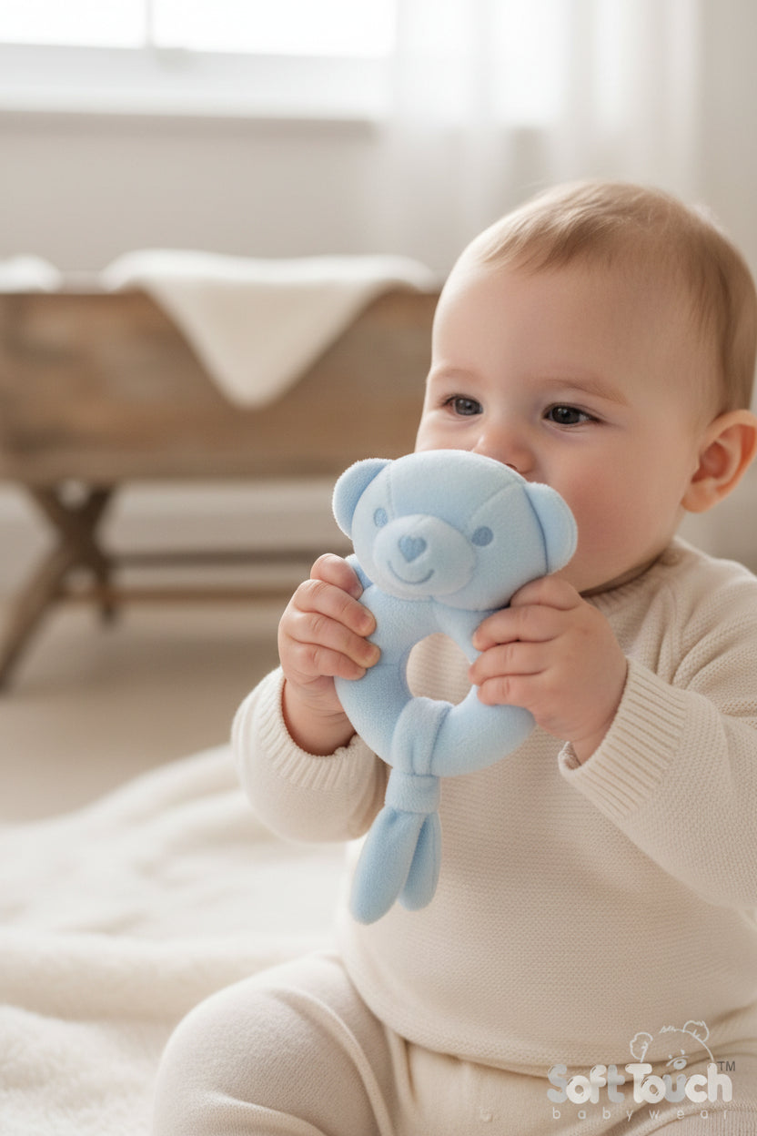 Eco Recycled Bear Rattle Toy - Blue (PK6) ERT60b – www.kidswholesale.co.uk