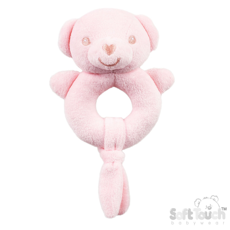 Eco Recycled Bear Rattle Toy - Pink (PK6) ERT60p