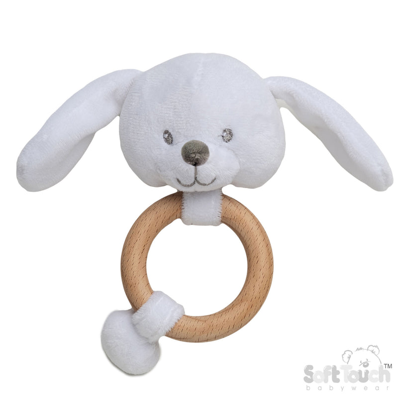 Baby Eco Recycled Bunny Rattle Toy - White (PK6) ERT62-W