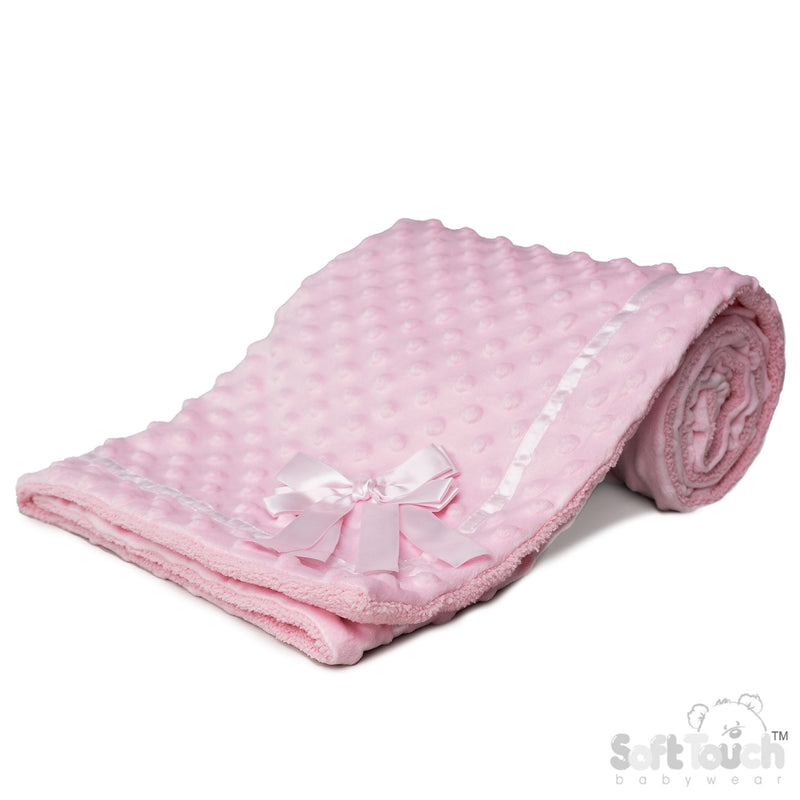 PINK BUBBLE WRAP W/SHERPA BACK, SATIN TRIM & BOW - (PK4) FBP242-P