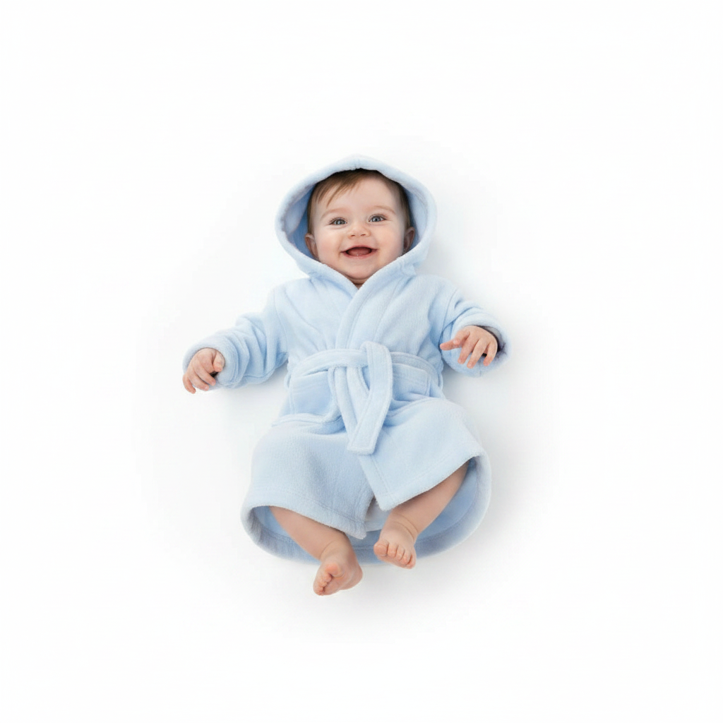 INFANTS BLUE HOODED ROBE (6-24m) (PK6) FBR15-B