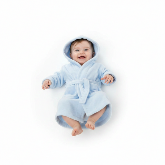 INFANTS BLUE HOODED ROBE (6-24m) (PK6) FBR15-B