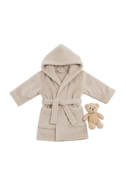 Embossed Hooded Robe - Biscuit/Animals (6-12m) (PK4) FBR305BI