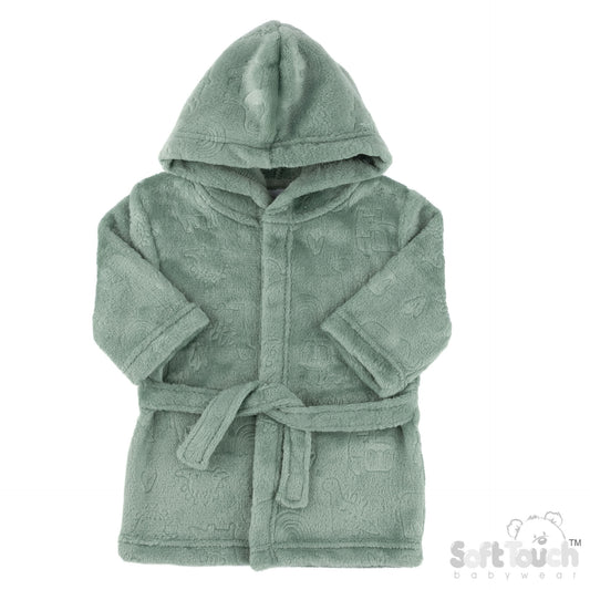 Embossed Hooded Robe - SAGE (6-12m) (PK4) FBR305SG