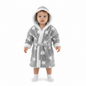 GREY 'STAR' PRINTED CORAL HOODED ROBE WITH WHITE TRIM-4FBR40-GP
