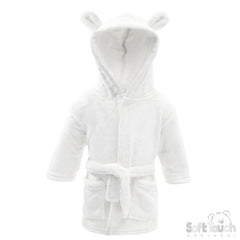 White Plain Baby Hooded Robes - Ears (0-6m) (PK4) FBR52-06