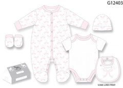 5pc Gift Set - Pink Bows (NB-6m) (PK4) G12403
