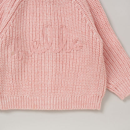 Baby Cotton Knit Embroidered Cardigan - Pink/Hello (PK6) (0-12m) G12762NB