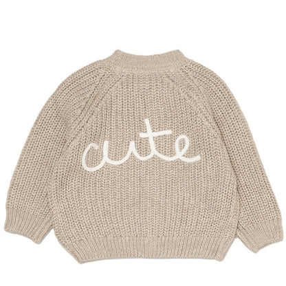 Baby Cotton Knit Embroidered Cardigan - Beige/Cute (PK6) (0-12m) G12764NB
