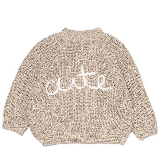 Baby Cotton Knit Embroidered Cardigan - Beige/Cute (PK6) (0-12m) G12764NB