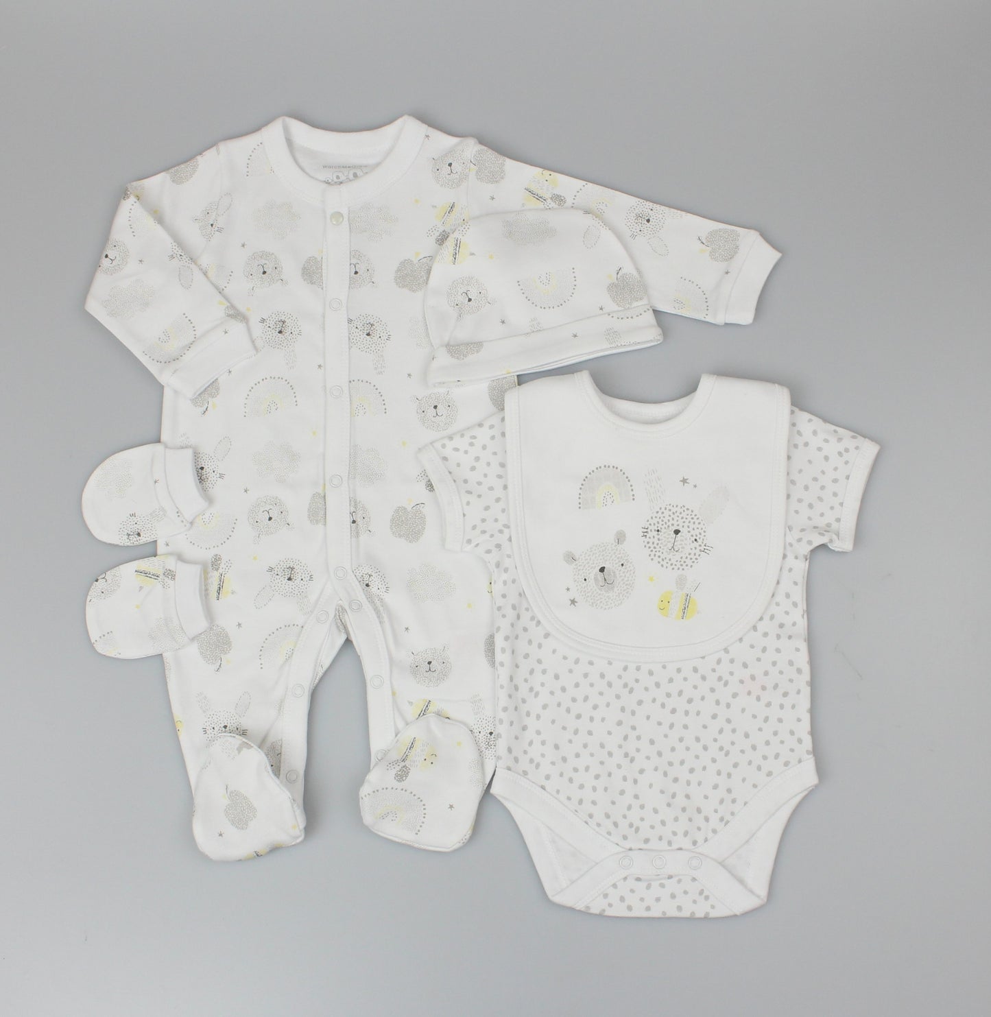 Baby 5 Pieces Gift Set - White Dotty (0 to 9 Months) (PK6) H13623