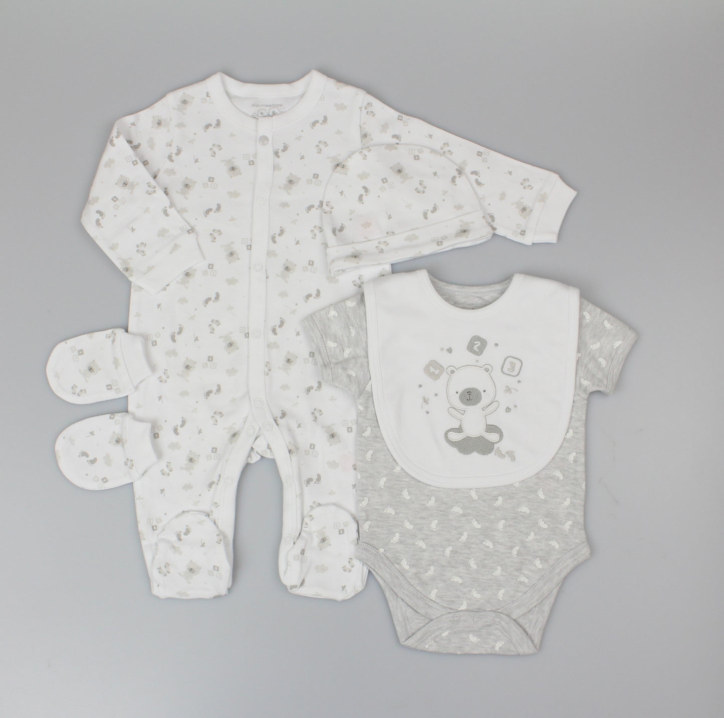 5pc Gift Set in Organza Bag - Grey Ted (PK6) (0-9m) H13628