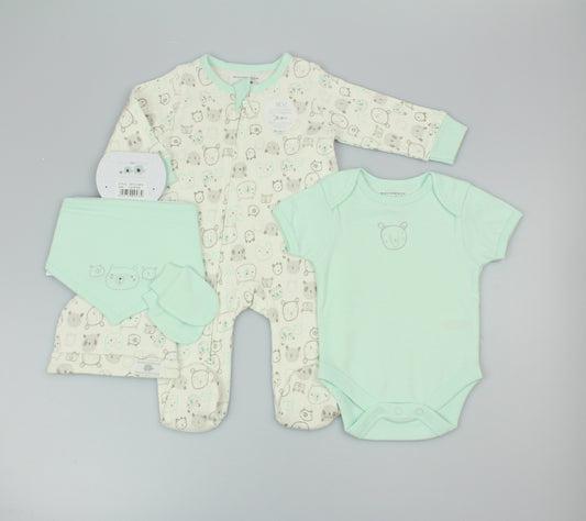 5pc Gift Set - MInt Teddy Faces (0-9m) (PK6) J13912