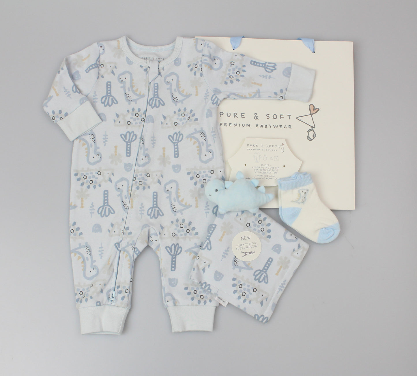Baby Gift Set - Blue Dino (0-6m) (PK6)  M15854