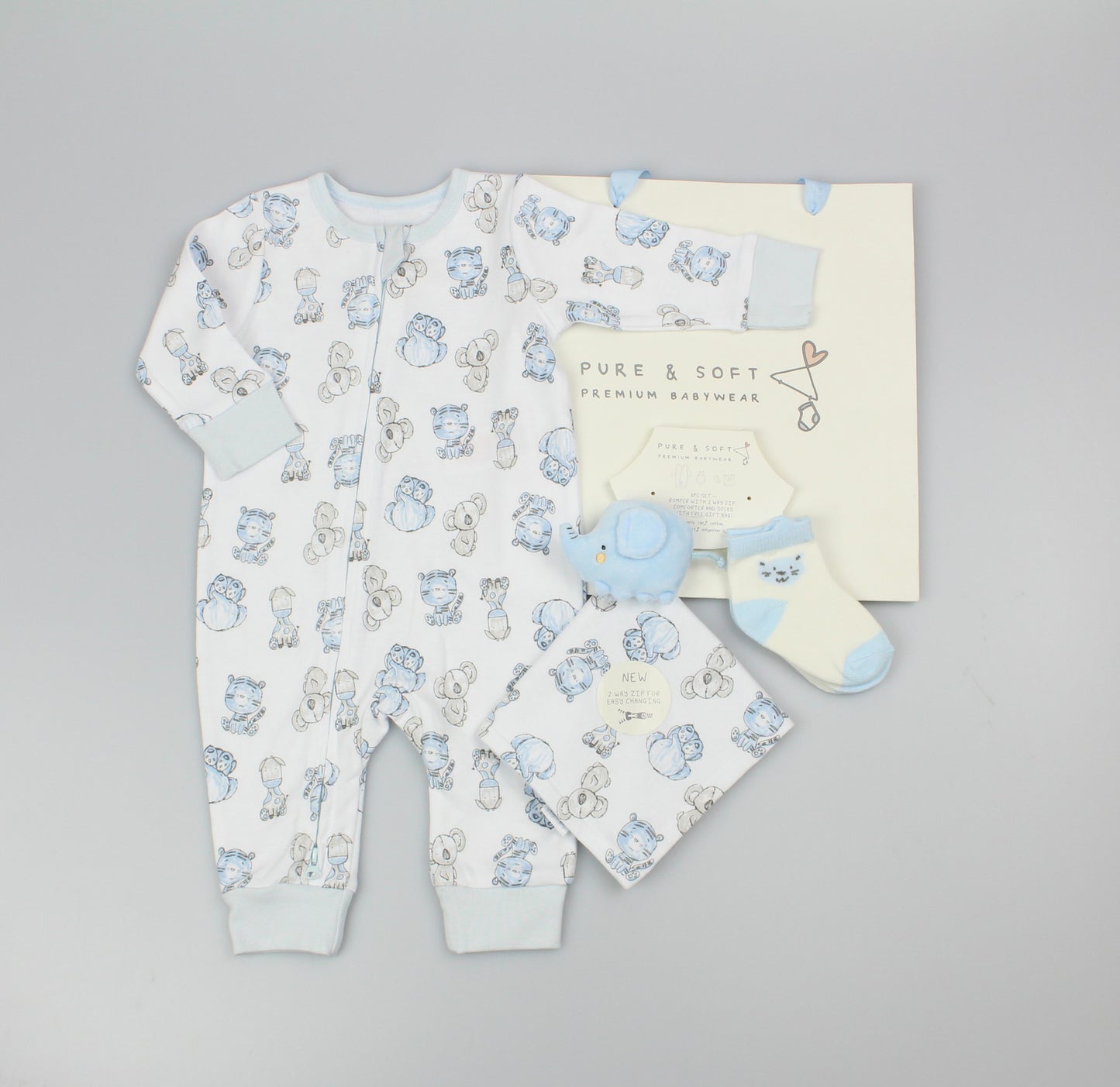 Baby Gift Set - Blue Elephant (0-6m) (PK6)  M15855