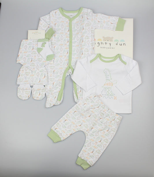 7pc Baby Mesh Bag Gift Set - Green Dino PK6) (0-6m) N14708