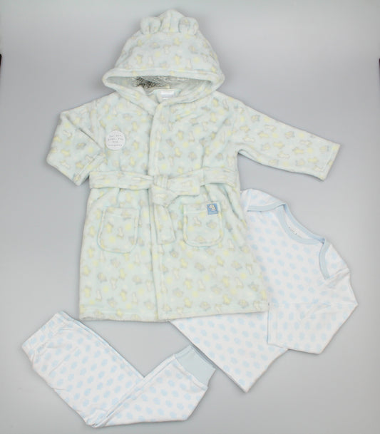 Baby Plush Fleece Gown Set - Blue Jungle (PK4) (3-24m) N34654