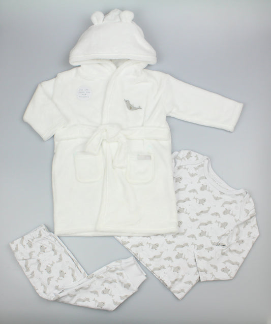 Baby Plush Fleece Gown Set - Seal (PK4) (3-24m) N34661