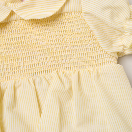 Baby Girls Smocked Romper - Lemon/Pink (0-9M) (PK6) H12797