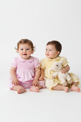 Baby Girls Smocked Romper - Lemon/Pink (0-9M) (PK6) H12797