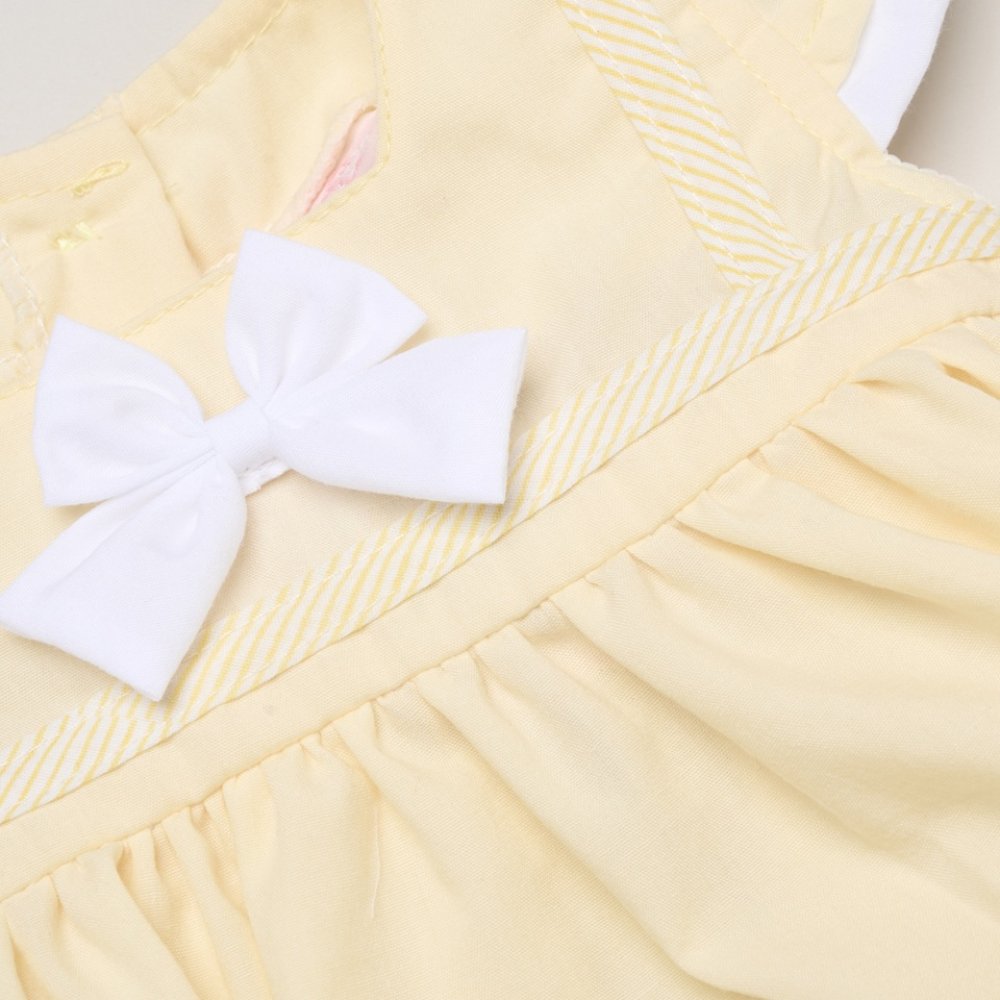 Baby Girls Dress, Pant & Headband Set - Lemon/Pink Bow (0-9m) (PK6) H12801NB