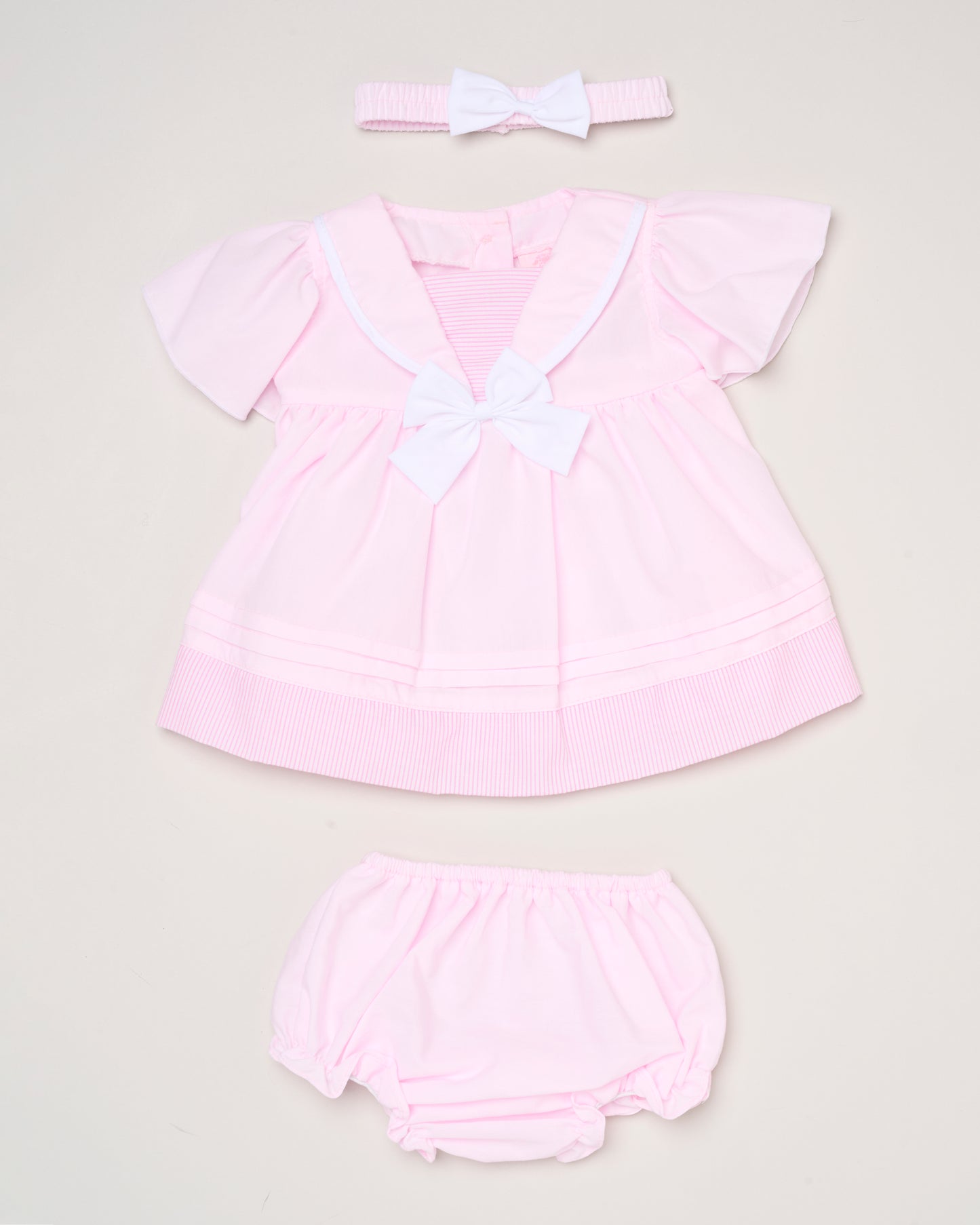 Baby Girls Dress, Pant & Headband Set - Navy/Pink Bow (0-9m) (PK6) H12805NB