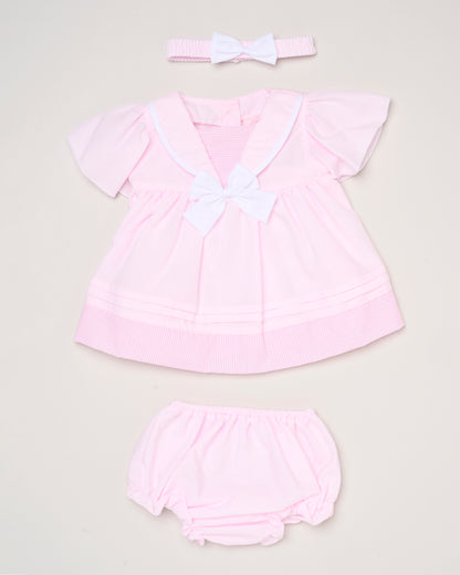 Baby Girls Dress, Pant & Headband Set - Navy/Pink Bow (9-24m) (PK6) H12805INF