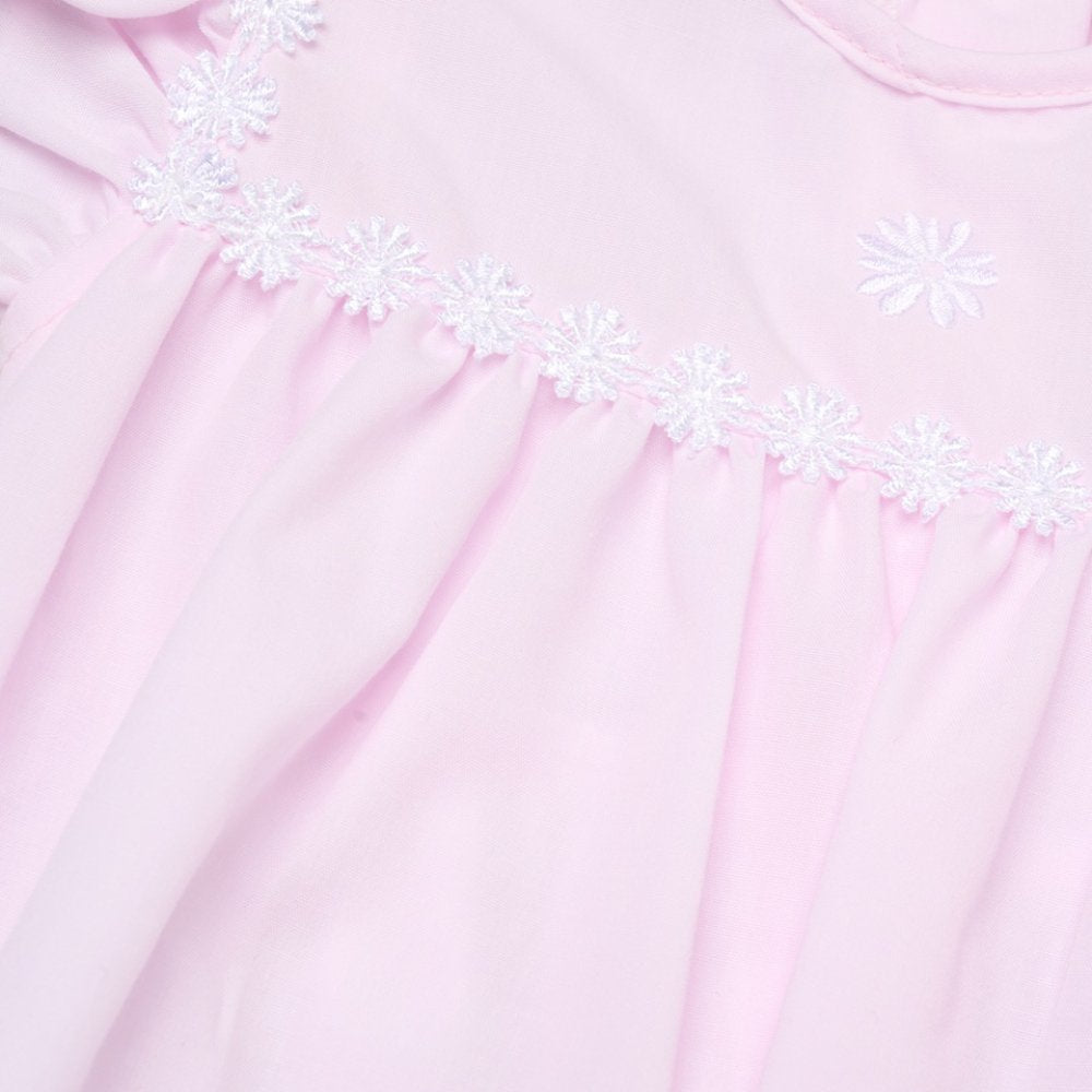 Baby Girls Smocked Romper - Embroidered Sky/Pink (0-9M) (PK6) H12806