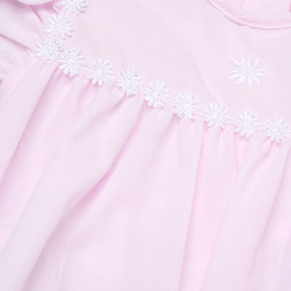 Baby Girls Smocked Romper - Embroidered Sky/Pink (0-9M) (PK6) H12806