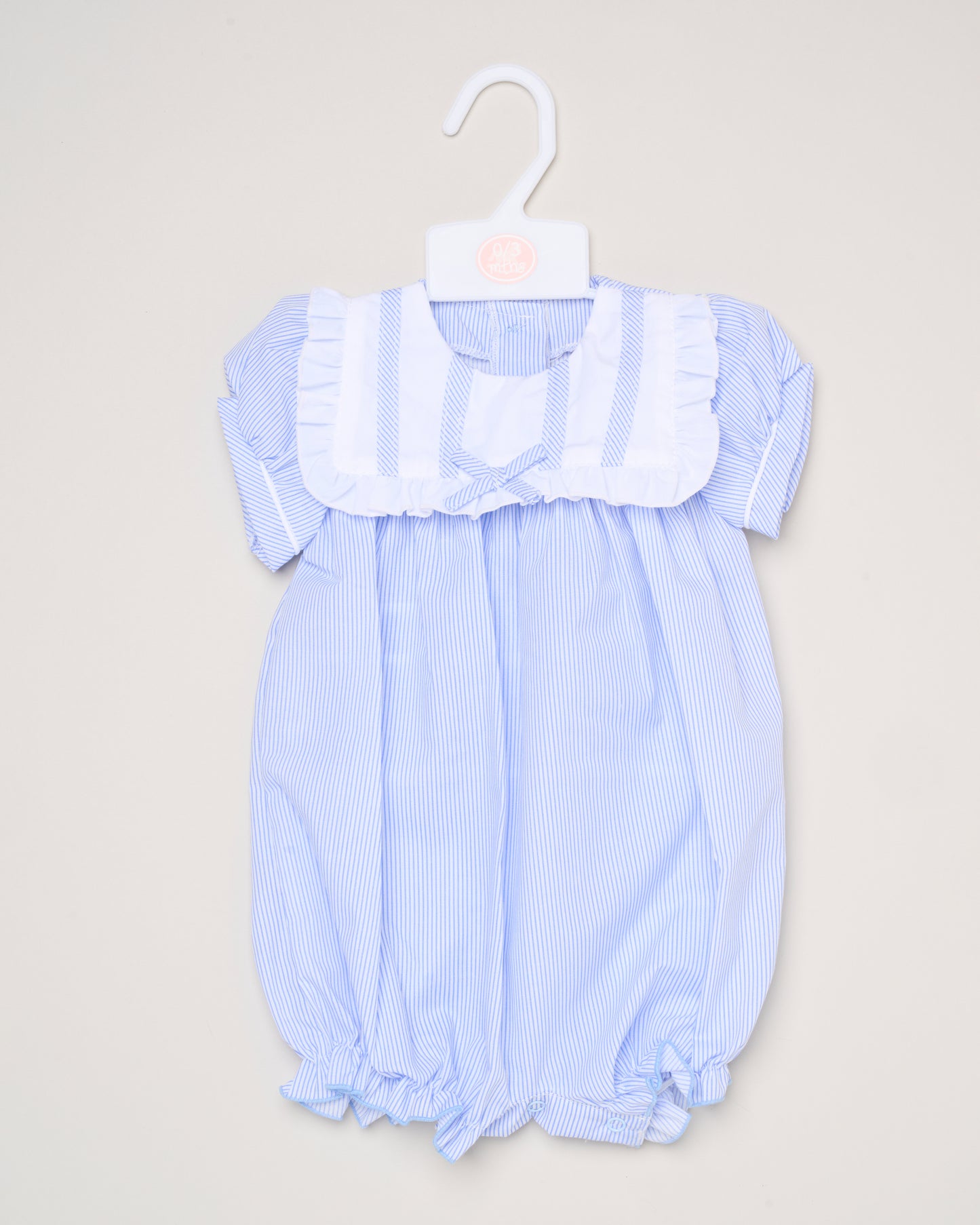 Baby Girls Smocked Romper - Sky/Pink (0-9M) (PK6) H12808