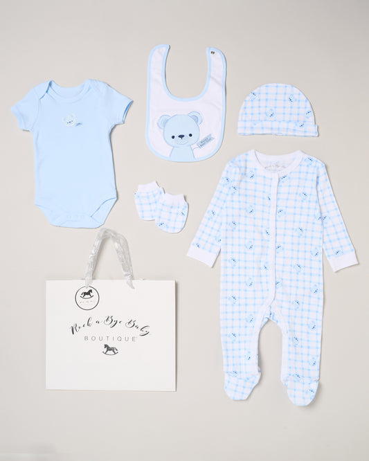 5pc Baby Mesh Bag Gift Set - Blue Happy Bear (PK4) (NB-6m) H12814NB