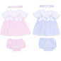 Baby Girls Dress, Pant & Headband Set - Double Bow (0-9m) (PK6) H12815NB