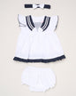 Baby Girls Dress, Pant & Headband Set - White/Navy/Pink (0-9m) (PK6) H12816NB