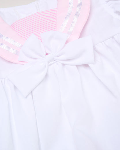 Baby Girls Dress, Pant & Headband Set - White/Navy/Pink (0-9m) (PK6) H12816NB