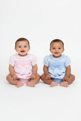 Baby Girls Smocked Romper - Bow Sky/Pink (0-9M) (PK6) H12903