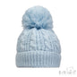 Cable Knit Pom Pom Turnover Hat - Blue (NB-12m) (PK6) H16-B
