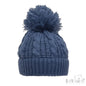 Cable Knit Pom Pom Turnover Hat - Steel Blue (NB-12m) (PK6) H16-SB