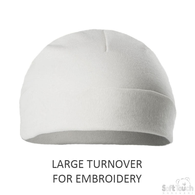 Large Turnover Baby Hats (0-3m) (PK12)  H4-W-BP