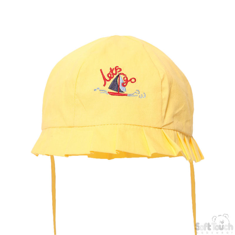 YELLOW SUMMER HAT W/BOAT  (0-24 MONTHS) (PK6) H40-Y
