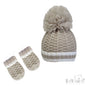 BISCUIT RIBBED HAT & MITTEN SET (NB-12 Months) H648-BI-SM