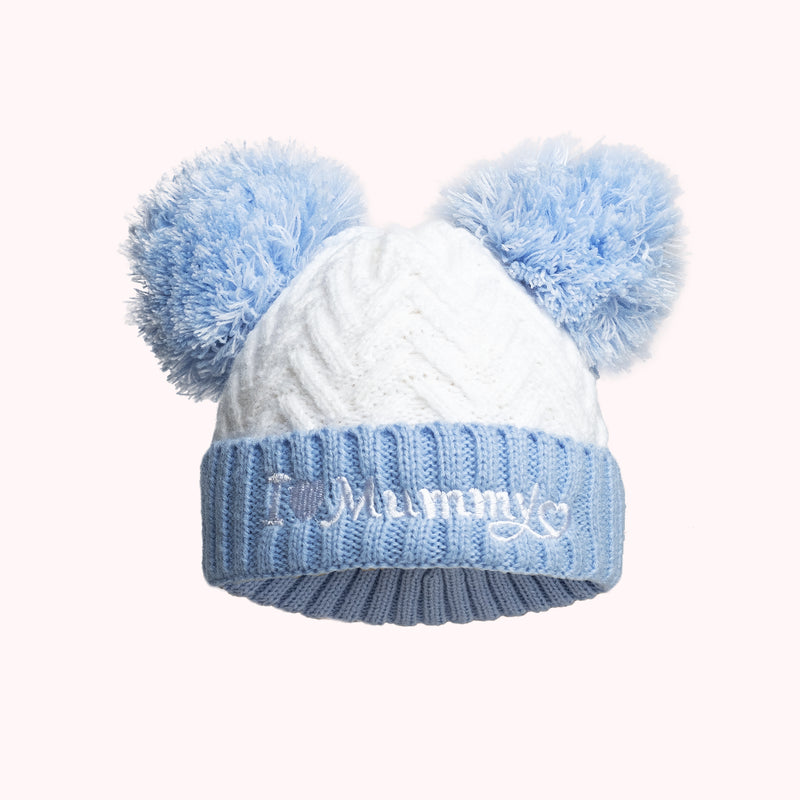 Blue Infants Turnover Hat - I Love Mummy/Daddy (NB-12) (PK6) H682-B