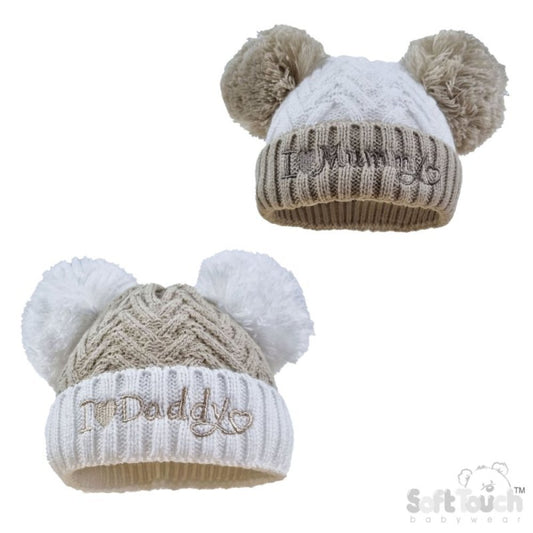 Coffee Infants Turnover Hat - I Love Mummy/Daddy (NB-12) (PK6) H682-COF